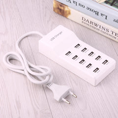 Cargador de 5V 2.4A/2.1A/1A 10 puertos USB, enchufe de la UE