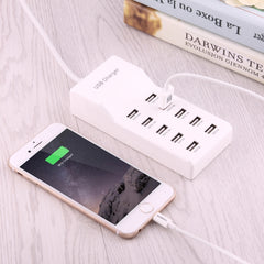 Cargador de 5V 2.4A/2.1A/1A 10 puertos USB, enchufe de la UE
