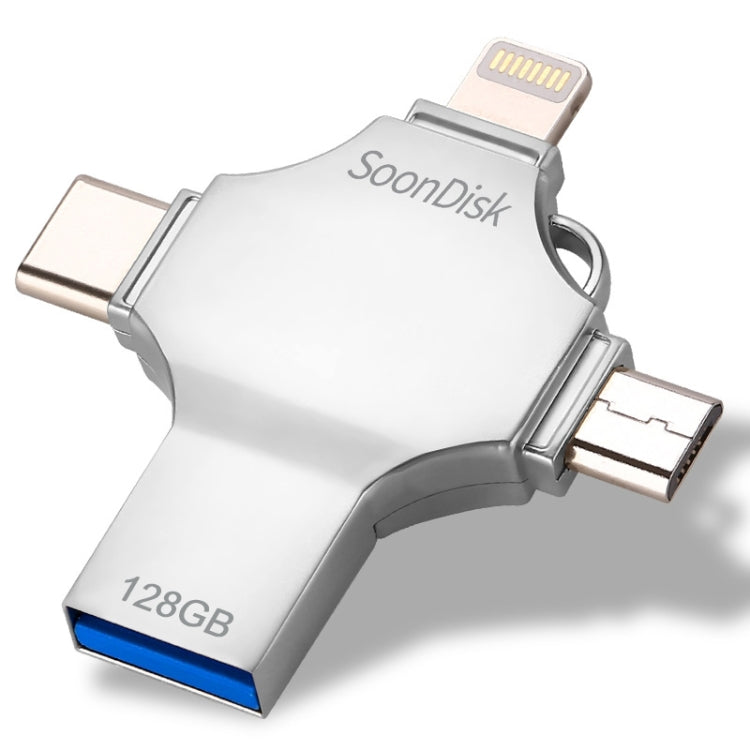 4 en 1 128 GB USB 3.0 + 8 pines + Mirco USB ...