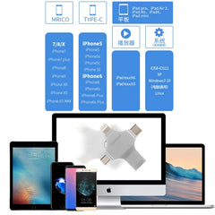 4 en 1 128 GB USB 3.0 + 8 pines + Mirco USB ...