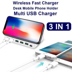 Interfaz USB 828W 7 en 1 60W QC 3.0 + 4 puer...