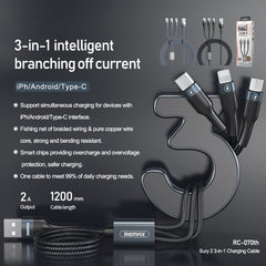 REMAX RC-070TH 1,2m 2A 3 en 1 Cable de Carga