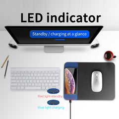 OJD-36 Alfombrilla de ratón de goma con cargador inalámbrico de iluminación estándar QI de 10 W, tamaño: 26,2 x 19,8 x 0,65 cm