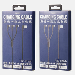 REMAX RC-167th 1m 3 en 1 2.4A USB a 8 pines + USB-C / Type-C + Cable serie Micro USB Range