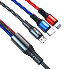Cable de datos USB 3 en 1 a 8 pines + USB-C / Tipo-C + Micro USB