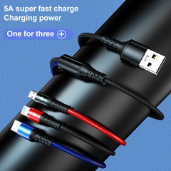 Cable de datos USB 3 en 1 a 8 pines + USB-C / Tipo-C + Micro USB