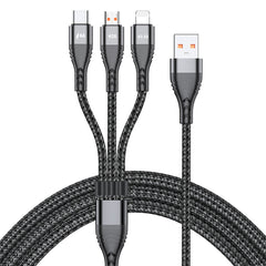 ADC-138 1,2 m 66 W 3 en 1 USB a 8 pines + Micro USB + Cable de carga rápida USB-C / Type-C