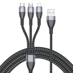 ADC-138 1,2 m 66 W 3 en 1 USB a 8 pines + Micro USB + Cable de carga rápida USB-C / Type-C