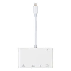 Adaptador 4 en 1 de 8 pines a USB dual + AUX de 3,5 mm + HDMI OTG