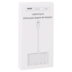 Adaptador 4 en 1 de 8 pines a USB dual + AUX de 3,5 mm + HDMI OTG