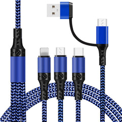 Cable de datos de carga rápida trenzado bicolor 5 en 1 3A 1,2 m