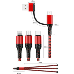 Cable de datos de carga rápida trenzado bicolor 5 en 1 3A 1,2 m