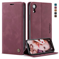 Para iPhone XR CaseMe-013 Funda de cuero con...