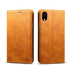 Para iPhone XR Suteni Funda de cuero con tap...