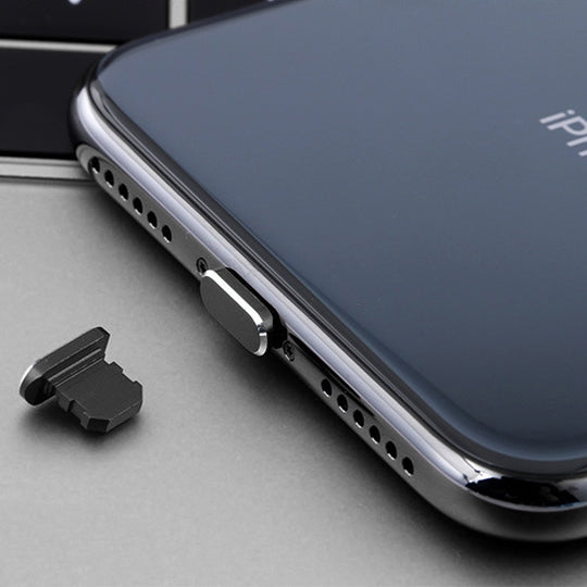 2 conectores antipolvo de metal con puerto de carga de 8 pines para iPhone