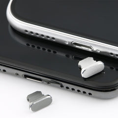 2 conectores antipolvo de metal con puerto de carga de 8 pines para iPhone