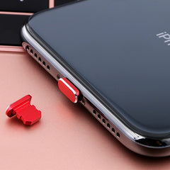 2 conectores antipolvo de metal con puerto de carga de 8 pines para iPhone