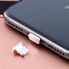 2 conectores antipolvo de metal con puerto de carga de 8 pines para iPhone