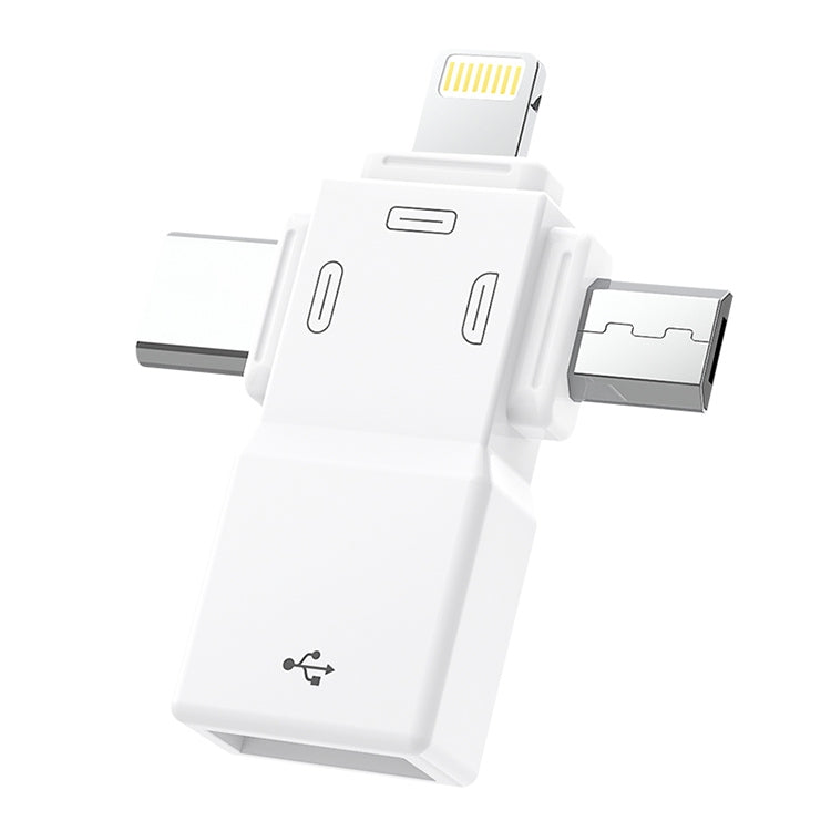 Adaptador USB 2.0 a 8 pines + USB-C / Type-C + Micro USB OTG