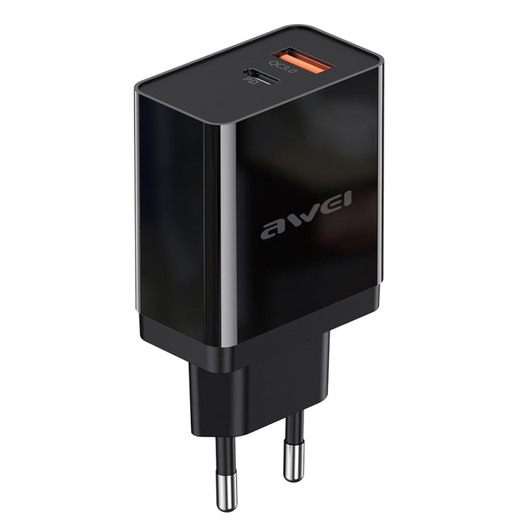 awei C-980 Cargador de viaje rápido tipo C + USB de 18 W, enchufe UE