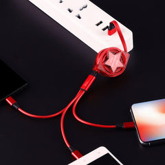 Cable de carga de sincronización de datos retráctil USB 3 en 1 de 1,2 m