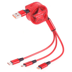 Cable de carga de sincronización de datos retráctil USB 3 en 1 de 1,2 m