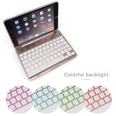 F8SM+ Funda de PU con teclado Bluetooth con retroiluminación para iPad mini 4