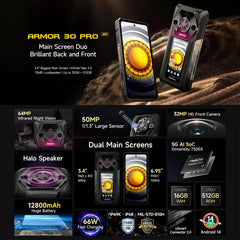 Teléfono robusto Ulefone Armor 30 Pro, 16 GB...
