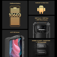 Oukitel WP23 Plus Rugged Phone, 8GB+256GB, 6...