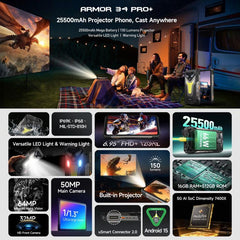 Ulefone Armor 34 Pro+ Proyector, 16 GB + 512...
