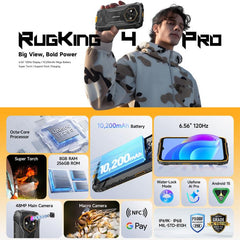 Ulefone RugKing 4 Pro, 8 GB + 256 GB, teléfo...