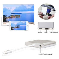 Adaptador 3 en 1 de 8 pines a HDMI / VGA / Audio