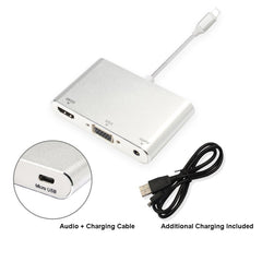 Adaptador 3 en 1 de 8 pines a HDMI / VGA / Audio