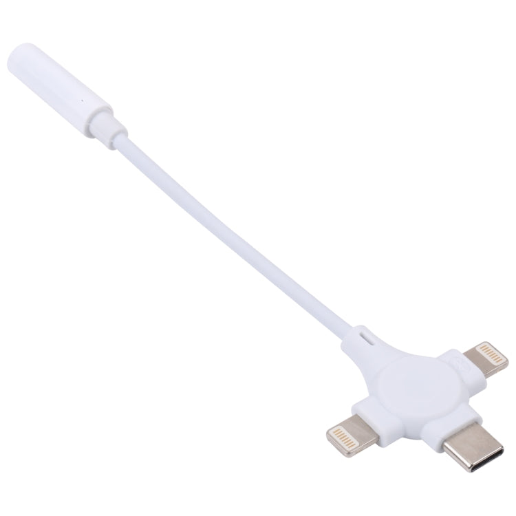 Cable adaptador doble de 8 pines + USB-C/Tipo-C macho a hembra de 3,5 mm
