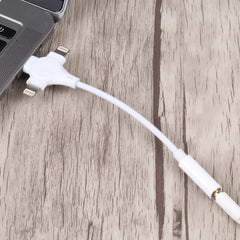 Cable adaptador doble de 8 pines + USB-C/Tipo-C macho a hembra de 3,5 mm