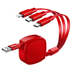 Cable de carga retráctil USB 3 en 1 de 1,2 m
