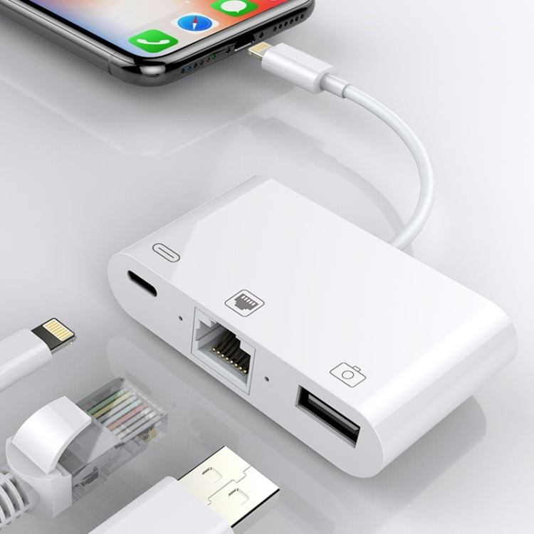 Ethernet 3 en 1 + USB + carga de 8 pines hembra a macho de 8 pines