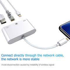 Ethernet 3 en 1 + USB + carga de 8 pines hembra a macho de 8 pines