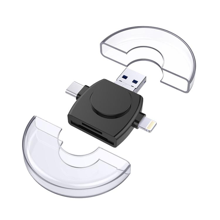 X-Flash R01 3 en 1 8 pines + USB-C / Type-C + Interfaz Micro USB Lector de tarjetas SD / TF