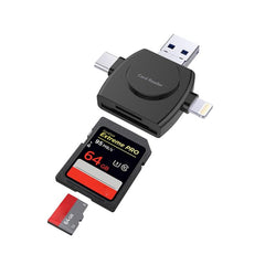 X-Flash R01 3 en 1 8 pines + USB-C / Type-C + Interfaz Micro USB Lector de tarjetas SD / TF
