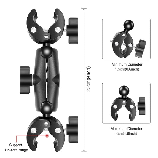Abrazadera de cangrejo para motocicleta, soporte de cabeza de bola de montaje fijo para GoPro