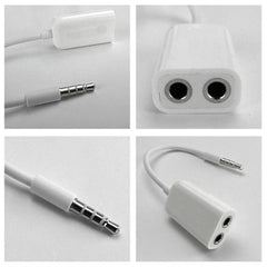 Adaptador de auriculares de audio estéreo de 3,5 mm a 2 divisores