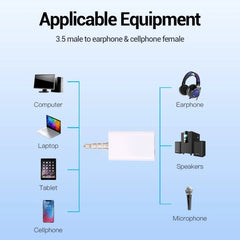 Adaptador divisor de auriculares con conector estéreo de 3,5 mm