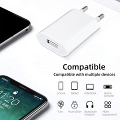 2 en 1 (adaptador de cargador de viaje con enchufe europeo de 5V 1A)