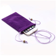 Bolsa de transporte de tela flocada de algodón con cordón para iPhone 6