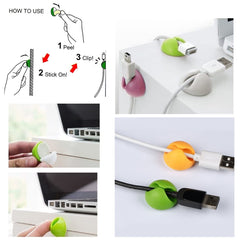 6 x Clips para cables multiusos Organizador de caída de cables