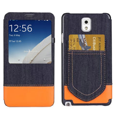 Funda de cuero con tapa estilo jeans para Galaxy Note III / N9000