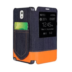 Funda de cuero con tapa estilo jeans para Galaxy Note III / N9000