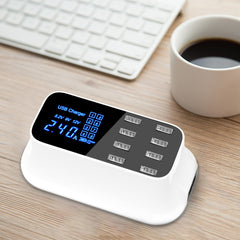 Base de carga rápida USB de 8 puertos YC-CDA19A, enchufe de EE. UU.
