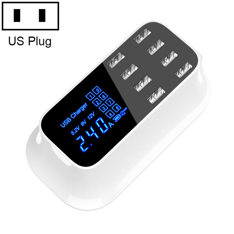 Base de carga rápida USB de 8 puertos YC-CDA19A, enchufe de EE. UU.